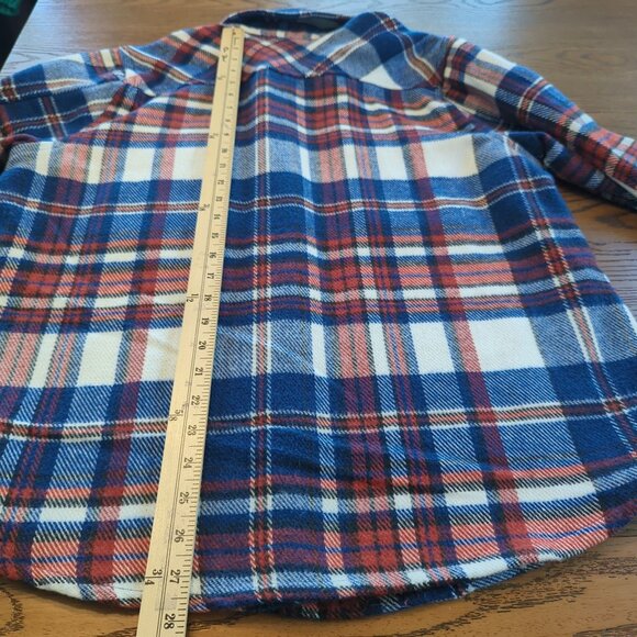 Eco Threads Plaid Flannel Women's Shirt Size L Blue Red White Snap Front soft - Picture 16 of 16